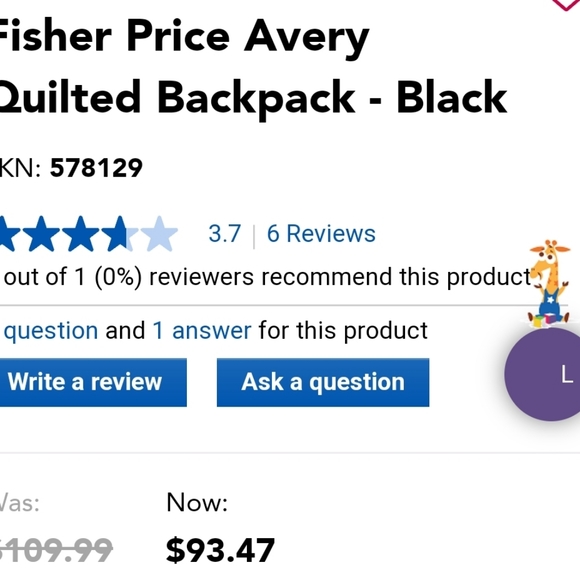Fisher Price Avery Quilted Backpack - Black - Picture 3 of 3